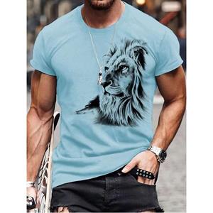 ETST 03 Vintage Heren T-shirt Animal Tees 3D Afdrukken Leeuw Patroon Korte Mouw Tops Zomer Ademend Fitness Shirts Voor Herenkleding 3XL