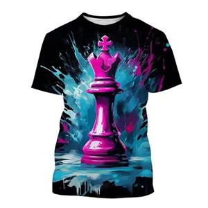 Chengyu Mode Mannen Retro Originele Schaken Grafische T-shirts Zomer Trend Casual Persoonlijkheid Olieverfschilderij Patroon Korte Mouw O-hals Tees XXS