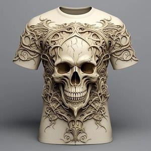 ETST 03 Mode 3D Spider bedrukt T-shirt voor mannen Grappig schedelpatroon Oversized T-shirts Zomer Casual O-hals Korte mouw Trui Tops S