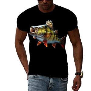 Subilier Vissen Patroon 3D Afdrukken T-shirt Zomer Mannen Straat Cool Ronde Hals Kleding Casual Knappe Hip-Hop Korte mouwen Tops S