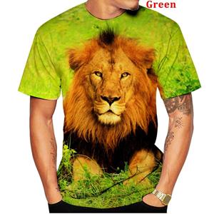 Subilier Nieuwe mode heren 3D-geprinte leeuwen T-shirt Animal Print Fire Lion T-shirt Coole mannen persoonlijkheid Casual Unisex T-shirt Korte mouw XS zwart