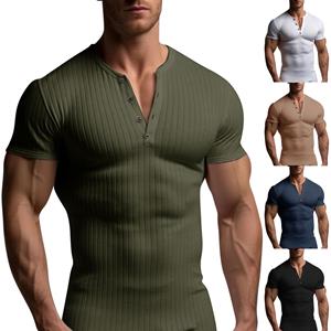 Superman Joe Europees en Amerikaans Sport Slim Fit Muscle Heren T-shirt met Korte Mouwen L legergroene kleur