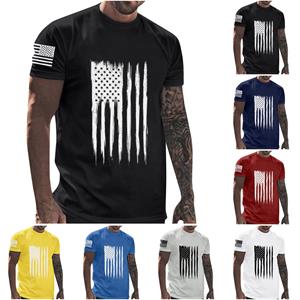 Niubiplus Heren T-shirt met korte mouwen, bedrukt, zomer, ronde hals, top, trend, casual sweatshirt L