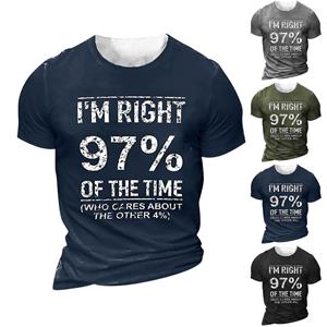 Xingben Four Heren T-shirt T-shirts Grafische tekst Zwart Militair Groen Zwembad Donkergrijs 3D-printen Straat Informeel Korte mouw Button-down Gedrukt Kleding Basic XL