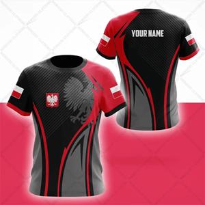 ETST 03 Poolse vlag Badge Warrior Camouflage 3D-geprint heren ronde hals korte mouw oversized losse mode T-shirt sport sneldrogend XL