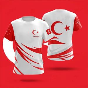 Xuhaijian02 Turkije Vlag T-shirt Voor Mannen 3D Print Camouflage T-shirt Tops Outdoor Sport Korte Mouw Ronde Hals Camo Patroon Tee shirts S