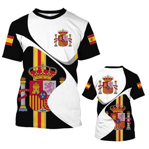 Xuhaijian02 Vintage Spanje T-shirt Voor Mannen 3D Vlag Spaanse Grafische Print T-shirt Oversized Korte Mouw Tops T-shirt Mannen Kleding tops Tees M