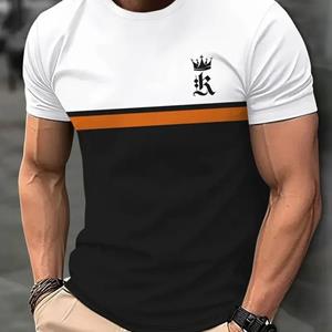 ETST 013 Casual Print Heren 3D T-shirt Streep Kleding Zomer Korte Mouw Tee Harajuku Straat T-shirt Dagelijks Mannelijk Oversized O-hals Trui S