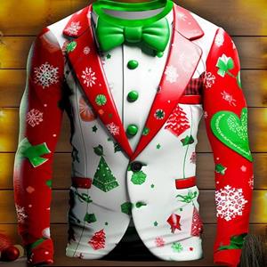 ETST 013 Kerstserie Gesimuleerd Pak T-shirt 3D Plezier Harajuku Bedrukt Heren Persoonlijkheid Lange Mouw Ronde Hals Hip Hop Mode Feest Top S