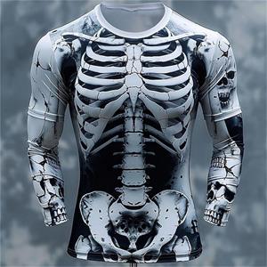 ETST WENDY 005 3D Print Skeletschedels Patroon T-shirts Mannen Lange Mouw Casual Mode T-shirt Top Sweatshirt Ademende Streetwear Losse T-shirts S