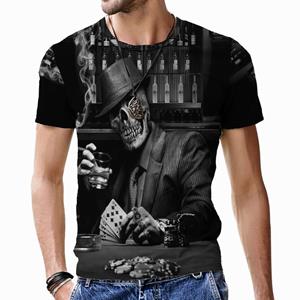 Xiao Xiang Terror Skull Heren T-shirt Korte Mouw Losse Hip Hop Harajuku Cool Casual 3D Print Kleding Oversized Grappig Tops Ademend mannelijk M