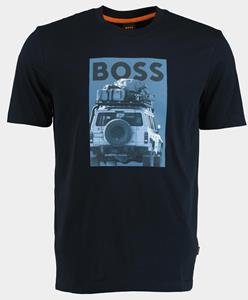 Boss Orange T-shirt met label- en motiefprint, model 'mextour'