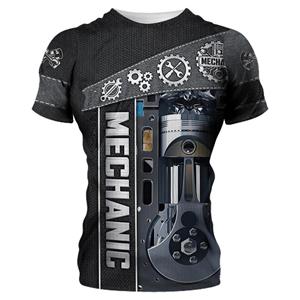 ETST 011 Mechanic Shirt Heren T-shirt Mechanisch Gereedschap Print Korte mouw Zomer Jersey Casual Tops Oversized Mode Ademende Kleding S