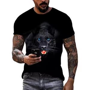 HerSight Mode Populaire Nieuwe Panther grafische t-shirts Zomer Trend Mannen Casual Knappe Korte Mouw 3D Animal Printing O-hals Tees Tops S