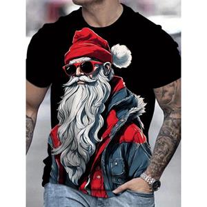 ETST 07 Kerstman 3D geprint heren T-shirt modieus kerstvakantie cadeau heren ronde hals korte mouwen oversized Hip hop kleding L