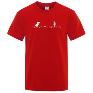 ForYourBeauty Heren T-shirts Bedrukte Dinosaurus Cactus Grappige Tops Zomer Katoenen T-shirt voor Heren Casual O-hals T-shirts Streetwear Basic Top S lichtblauwe kleur