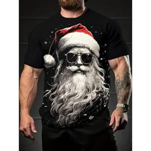 ETST 011 Kerstman 3D geprint heren T-shirt modieus kerstvakantie cadeau heren ronde hals korte mouwen oversized Hip hop kleding S