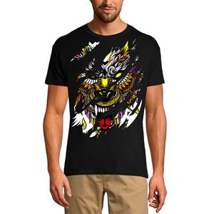 Ultrabasic Heren gescheurd T-shirt Angry Dog Totem - Kleurrijk vintage shirt voor heren XS zilver zandkleur