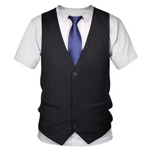 IEFiEL Heren Smoking 3D Bedrukt T-shirt Strikje Pak Vest Overhemd Clubwear Rollenspel Prestatiekostuums S bordeaux