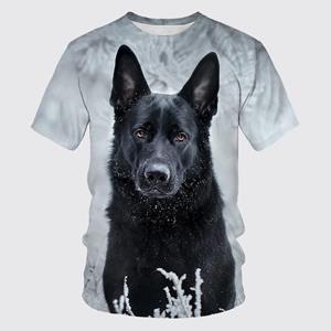 Subilier Zomer Heren T-shirt Mode Top Halloween Duitse Herder Patroon 3D Print Dier Hond Schattig Hip Hop Leuk O-hals Top Tees XXS
