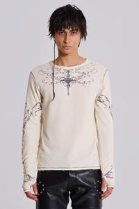 Jaded Man Ines Waffle White Long Sleeve Top