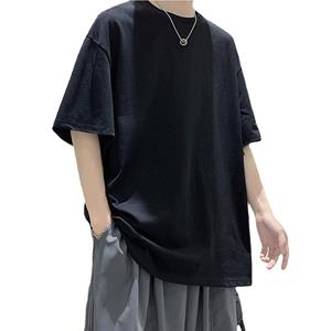 FEGKZLI Fashion 100% Katoen Korte Mouw Heren Dames Zomer T-shirt Losse Korte Mouw Casual Basic Shirt O Hals Effen Kleur Oversize XL zwart