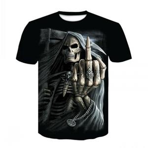 TIP723 Grim Reaper T-shirt 3d Heavy Metal Skull T-shirts voor Mannen Grafische Print T-shirts Zwart Korte Mouw Punk rock Top Herenkleding 4XL