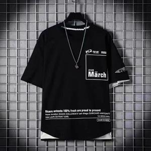 Fashionable life Mode Mannen Shirt Casual Brief Gedrukte T-shirt Losse Ronde Hals Tops Man Shirts Streetwear Heren T-shirts 3XL wit