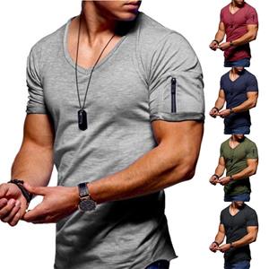 Dining Table Heren katoen slim fit rits korte mouw tops zomer casual shirt blouse tee M wit