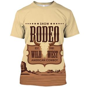 ETST 03 Mode Cowboy T-shirt Voor Mannen Vintage 3d Print T-shirt Zomer Trui Oversized Korte mouwen Amerikaanse Streetwear Heren tee Top 6XL