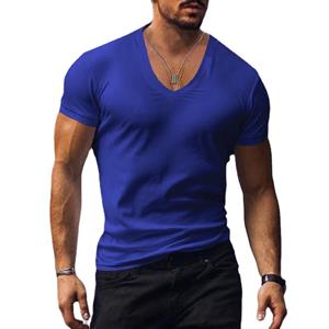 BOLIV MODA Heren T-shirt Wit Zwart Top Heren V-hals Effen Grote Maat Casual T-shirts met korte mouwen M zwart