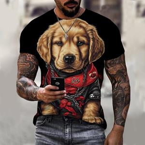ETST 005 Hond Grafische T-shirt Voor Mannen 3d Printing Tees Woeste Dier Camisetas Patroon Korte Mouw Tops Zomer Casual Herenkleding S