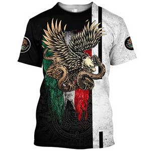 Baibao QIQI Zomer Mexico Eagle Print T-shirt voor mannen mode nationale vlag grafische korte mouw tees casual harajuku tops oversized T-shirt XXXL