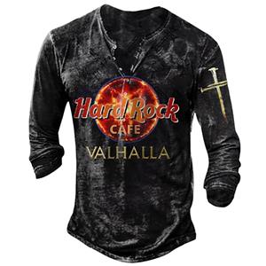 TIP723 Vintage Imitatie Katoen Hard Rock T-shirt 3d Biker Lange Mouw T-shirt Oversized Motorfiets Tops T-shirt Man Punk streetwear S