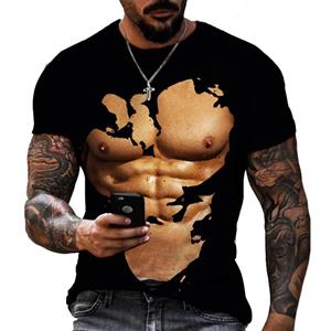 ETST 05 Zomer Macho Serie 3D Print T-shirt Heren Modieus Interessant Gepersonaliseerde Hiphop Straatcultuur Ronde Hals Korte Mouwen