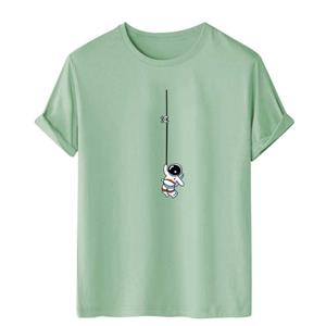 Nihao Heren T-shirt Astronaut Print T-shirt Voor Mannen Eenvoudige Effen Kleding Alledaagse Casual Kleding Oversized Shirt Harajuku Straat Tees S