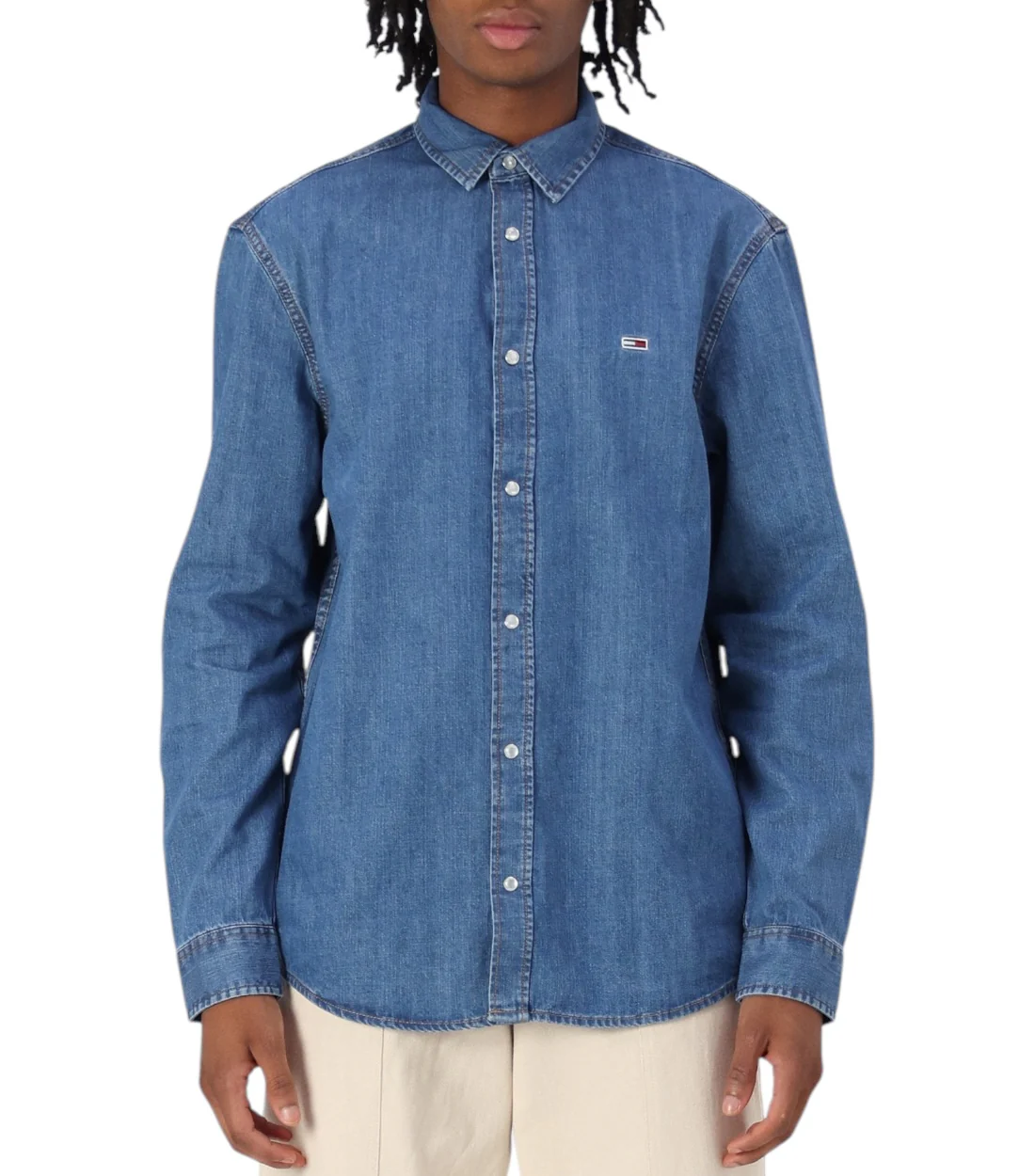 TOMMY JEANS overhemd RGLR FIT SHIRT MID BLUE