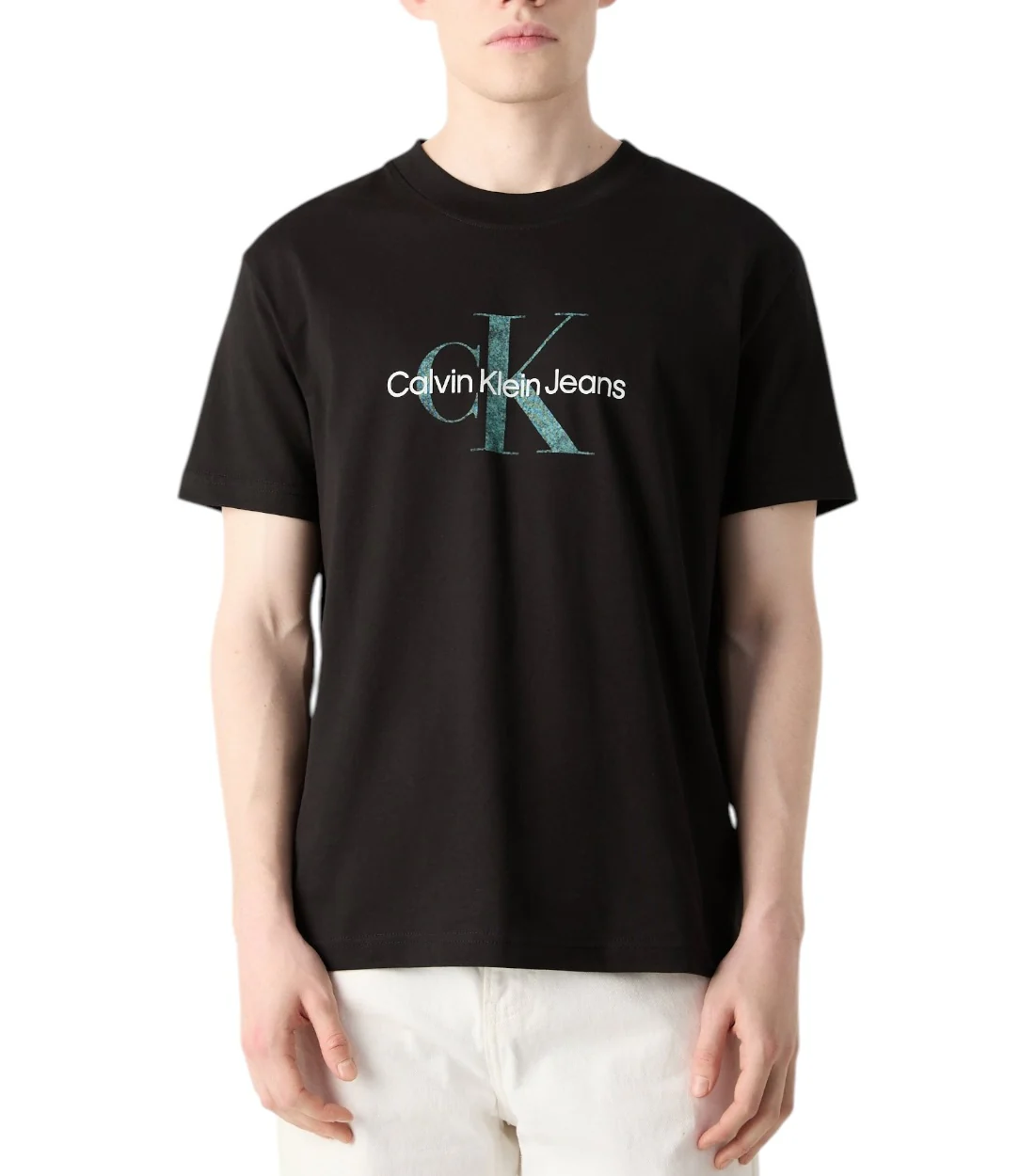 Calvin Klein Shirt met ronde hals TEXTURED MONOLOGO TEE