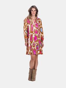 Mucho Gusto Jurk perpignan koe print kleurrijk mg