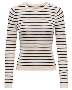 Only Gebreide trui ONLMILA LS STRIPE BUTTON O-NECK CC KNT
