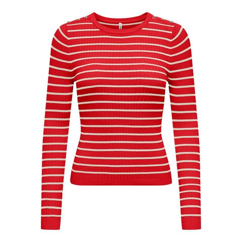 Only Gebreide trui ONLMILA LS STRIPE BUTTON O-NECK CC KNT