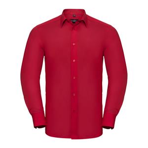 Russell Athletic Heren poplin getailleerd overhemd met lange mouwen
