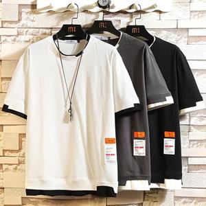 BLUEE O Hals Top Tees met korte mouwen Vintage Loose Fit T-shirt Heren Hip Hop Street Wear XXXXXL wit