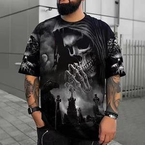 Kukebang Grote maten T-shirt voor heren, groot en lang, grafisch, ronde hals, korte mouw, lente- en zomermode, streetwear, vintage, basic, casual, sporttops S