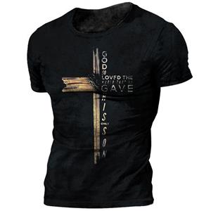 Kukebang Vintage Tempeliers T-shirt Voor Mannen 3d Gedrukt Jezus Christus Kruisbeeld Mannen T-shirt Oversized Korte Mouw Tops Tee shirt Man S