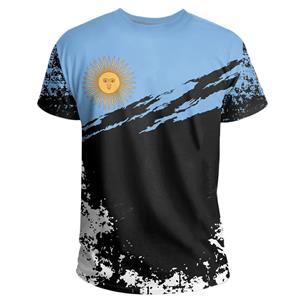 Xin nan zhuang Argentijnse Heren T-shirts Korte Mouwen T-shirts Met 3d Nationale Vlag Logo Stad Mode T-shirts Voetbal Ademende T-shirts XS