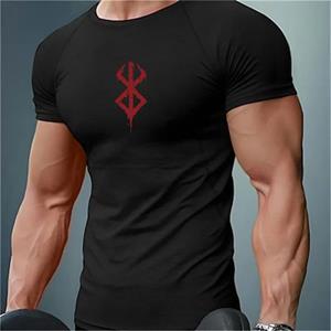 Jun Lin NO.1 Anime Compressieshirt voor heren Fitness Sport Running Tight Gym T-shirts Atletische training Sneldrogend Tops Tee Zomer S zwart