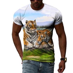 ForYourBeauty Losse Zomer Tops Mannen Plus Size Kleding Dier 3D Print T-shirt Paar Tijger Patroon Tees O Hals Korte mouw Top Ademende Man Shirts XS