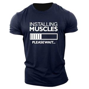 Kukebang Heren Spieren Letter Engelse Elements T-shirts Korte mouw Zomer Casual Sportief Gym Tops 3D Print O-hals Big Size Heren T-shirt Oversized Korte mouwTop S