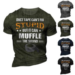 Xingben Four Heren T-shirt T-shirts Grafische tekst Zwart Militair Groen Zwembad Donkergrijs 3D-printen Straat Informeel Korte mouw Button-down Gedrukt Kleding Basic XL